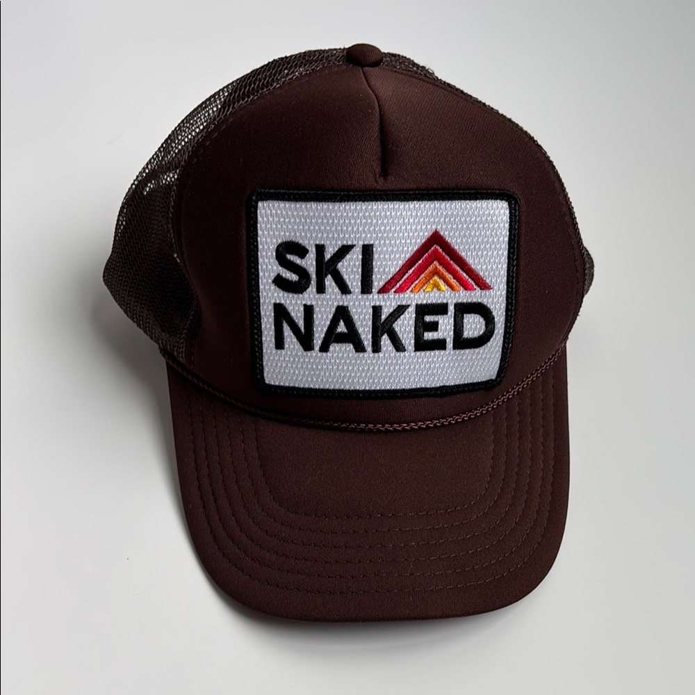 Aviator Nation Brown Mesh Trucker Hat with Ski Naked Patch